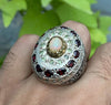 Original Ethopian Fire Opal With Real Peridot Garnet Multistone Gemstone Ring