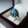 Round Shape Blue Topaz Silver Ring Xmas Gift Ring Natural Blue Topaz Silver Ring