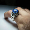 Round Shape Blue Topaz Silver Ring Xmas Gift Ring Natural Blue Topaz Silver Ring