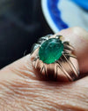 Xmas Gift Natural Zambian Emerald Sterling Silver Ring Real Zamurd Emerald Ring