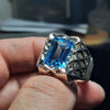 New Year Gift Brazilian Blue Topaz Sterling Silver Ring Original Blue Topaz Ring