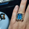 New Year Gift Brazilian Blue Topaz Sterling Silver Ring Original Blue Topaz Ring