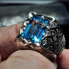 New Year Gift Brazilian Blue Topaz Sterling Silver Ring Original Blue Topaz Ring