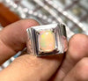 Fire Blood Red White Ethiopian Opal Ring Natural Opal Real Opal Stone Ring Fire