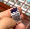 Blue Gemstone Ring Sapphire Fine Ring Natural Blue Sapphire Square Ring For Mens