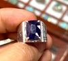 Blue Gemstone Ring Sapphire Fine Ring Natural Blue Sapphire Square Ring For Mens