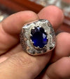 Royal Blue Natural African Untreated Blue Sapphire Gemstone Ring Real Sapphire