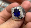 Royal Blue Natural African Untreated Blue Sapphire Gemstone Ring Real Sapphire