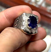 Royal Blue Natural African Untreated Blue Sapphire Gemstone Ring Real Sapphire