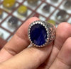 Big Old Rare Natural African Blue Sapphire Ring Original Big Neelam Stone Ring