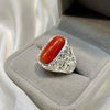 Xmas Gift Red Coral Sterling Silver Ring Christmas Gift Coral Marjan Silver Ring