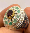 Real Garnet Original Zambian Emerald Zamurd Stone Ring Silver A Christmas Gift