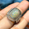 White Fire Water Opal Ring Ethiopian Fire Water Opal Ring Untreated Opal Ring