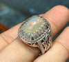 White Fire Water Opal Ring Ethiopian Fire Water Opal Ring Untreated Opal Ring