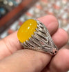 Yellow Stone Ring For Men Agate Stone Yellow Ring Zard Aqeeq Real Yellow Aqeeq