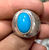 Turquoise Natural Stone Fashion Ring Real Turquoise Sterling Silver Ring 925