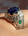 African Dark Royal Blue Sapphire Sterling Silver 925 Ring Real Sapphire Ring Men