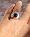 African Dark Royal Blue Sapphire Sterling Silver 925 Ring Real Sapphire Ring Men