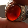 Original Brown Yemeni Aqeeq Blood Red Under light Sterling Silver Ring Real Akik