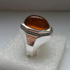 Xmas Gift Christmas Gift Men Yellow Zard Aqeeq Yemeni Chalcedony Silver 925 Ring