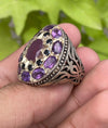 Original Ruby Amethyst Sapphire Multigemstone Ring For Mens Real Top Class Stone