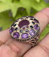 Original Ruby Amethyst Sapphire Multigemstone Ring For Mens Real Top Class Stone