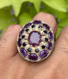 Original Ruby Amethyst Sapphire Multigemstone Ring For Mens Real Top Class Stone