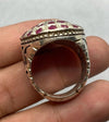 Mens Original Untreated African Ruby Multi Stone Ring Real Yaqoot Ruby Ring Mens