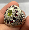 Original Real Peridot with Multi Garnet Gemstone Ring Christmas Gift For Mens