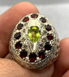 Original Real Peridot with Multi Garnet Gemstone Ring Christmas Gift For Mens