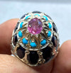 African Ruby Stone With Original Turquoise Feroza African Sapphire Stone Ring