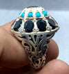 African Ruby Stone With Original Turquoise Feroza African Sapphire Stone Ring