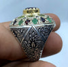 Beautiful Original Amethyst Ruby Peridot Blue Sapphire Emerald Heavy Silver Ring