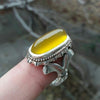 Original Yellow Zard Aqeeq Sterling Silver Ring Real Zard Yellow Silver Ring Men