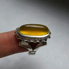 Original Yellow Zard Aqeeq Sterling Silver Ring Real Zard Yellow Silver Ring Men