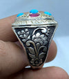 Original Turquoise Feroza With Real Ruby Yaqoot Stone Ring Christmas Gift Mens