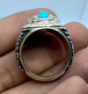 Original Turquoise Feroza With Real Ruby Yaqoot Stone Ring Christmas Gift Mens