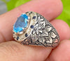 Top Quality Swiss London Blue Topaz Ring Original Natural Mens Blue Topaz Ring