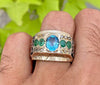 Beautiful Blue Topaz with Emerald Stone Ring London Blue Topaz Zambian Emerald