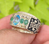 Beautiful Blue Topaz with Emerald Stone Ring London Blue Topaz Zambian Emerald