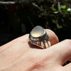 Original White Moonstone Ring Real Moonstone Sterling Silver Ring Fine Gems Ring