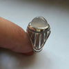 Original White Moonstone Ring Real Moonstone Sterling Silver Ring Fine Gems Ring