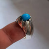 Hussaini Feroza Sterling Silver Ring 100% Real Feroza Silver Ring Genuine Feroza