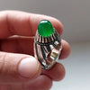 Xmas Gift Real Greenish Aqeeq Akik Haqeeq Yamani Sterling Silver Ring Shia Ring