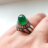 Xmas Gift Real Greenish Aqeeq Akik Haqeeq Yamani Sterling Silver Ring Shia Ring