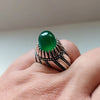 Xmas Gift Real Greenish Aqeeq Akik Haqeeq Yamani Sterling Silver Ring Shia Ring