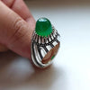 Xmas Gift Real Greenish Aqeeq Akik Haqeeq Yamani Sterling Silver Ring Shia Ring