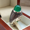 Xmas Gift Greenish Aqeeq Onyx Yemeni Akik Yamani Sterling Silver Ring Shia Ring