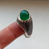 Xmas Gift Greenish Aqeeq Onyx Yemeni Akik Yamani Sterling Silver Ring Shia Ring