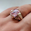 Mens Original Pink Zirconium Ring Emerald Cut Zircon Stone Ring Zirconium Ring